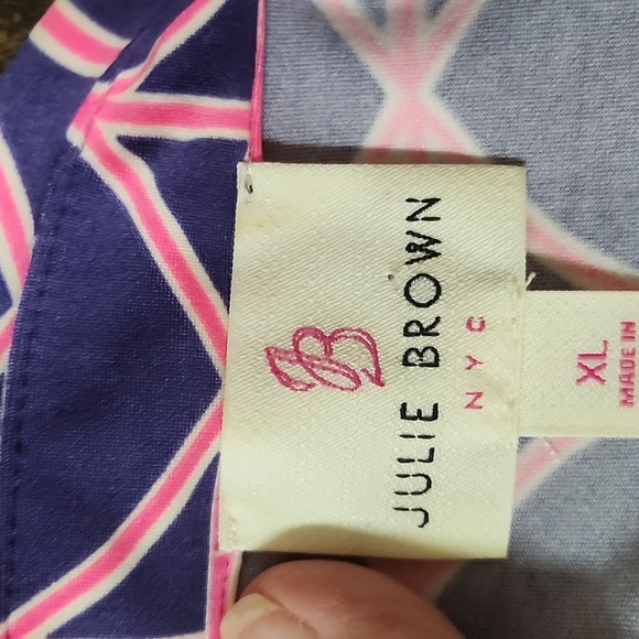 JB Julie Brown Milo Navy Blue & Pink Geometric Printed Wrap Dress XL - Picture 6 of 9